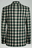 Black Green Grid Peak Lapel 2 Piece Men's Prom Suits