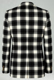 Black White Grid 2 Piece Notched Lapel Single Breasted Men's Prom Suits