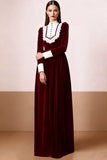 Black and White Velvet A-Line High Neck Long Formal Dress