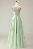 Strapless A Line Dark Green Satin Cut-Out Wedding Guest Dress