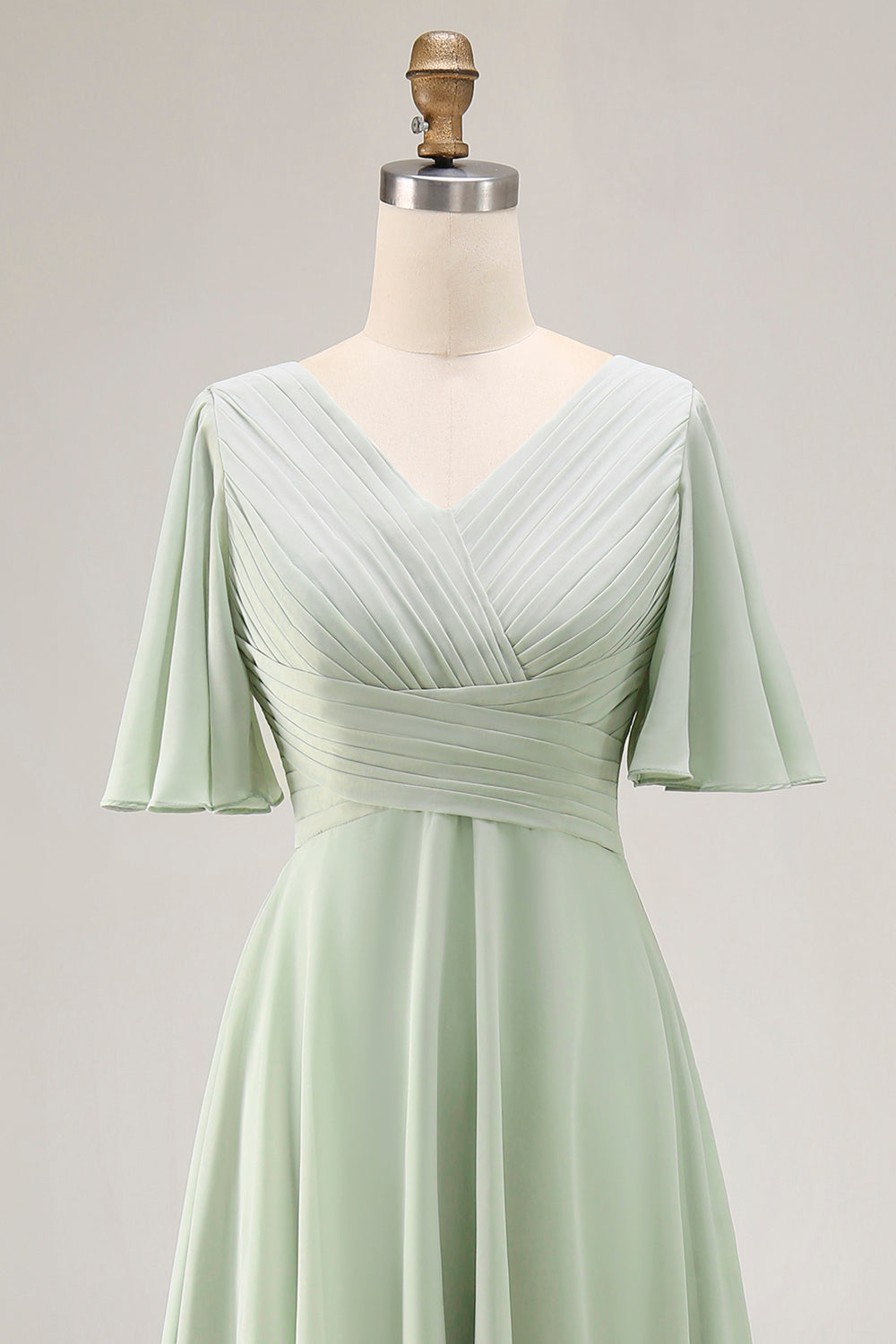 ZAPAKA Women Sage Green A Line Bridesmaid Dress with Short Sleeves Pleated High Low Wedding Guest Dress with Lace Up Back, Sage Green / US16 ZAPAKA Women Sage Green A Line Bridesmaid Dress with Short Sleeves Pleated High Low Wedding Guest Dress with Lace Up Back, Sage Green / US16