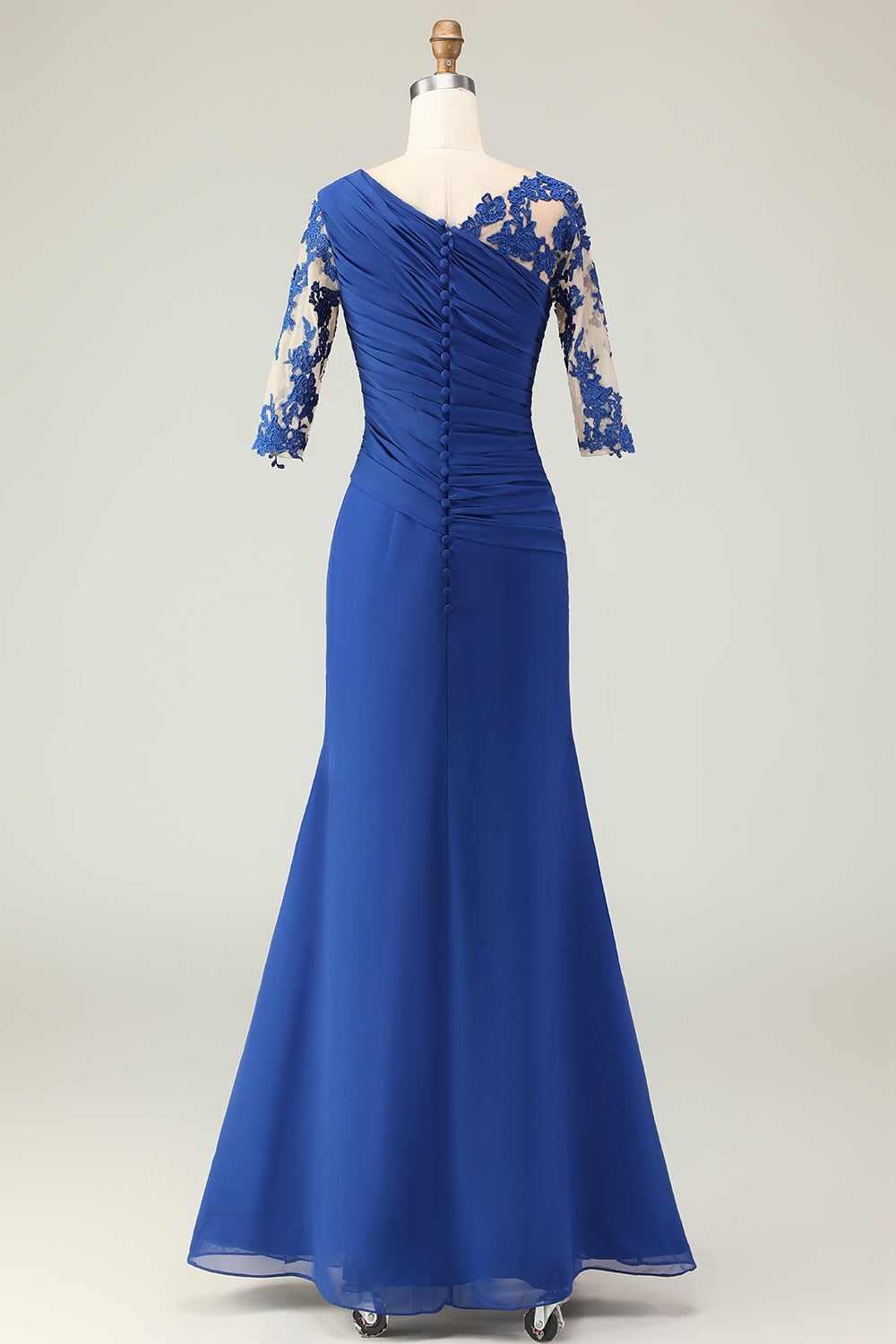 Zapaka Women Royal Blue Long Choir Dress Ruched Mermaid Appliqued