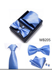 Classic Men's Formal Navy Gold Stripe Tie and Bowtie Set