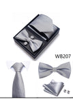 Classic Men's Formal Navy Gold Stripe Tie and Bowtie Set