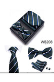 Classic Men's Formal Navy Gold Stripe Tie and Bowtie Set
