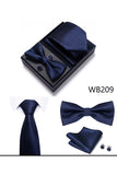 Classic Men's Formal Navy Gold Stripe Tie and Bowtie Set