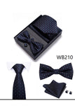 Classic Men's Formal Navy Gold Stripe Tie and Bowtie Set