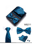 Classic Men's Formal Navy Gold Stripe Tie and Bowtie Set