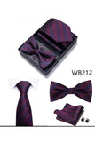 Classic Men's Formal Navy Gold Stripe Tie and Bowtie Set