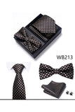 Classic Men's Formal Navy Gold Stripe Tie and Bowtie Set
