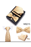Classic Men's Formal Navy Gold Stripe Tie and Bowtie Set