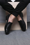 Black Casual Slip-On Leather Men's Shoes