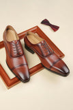 Brown Lace-Up Party Leather Men's Shoes