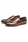 Brown Leather Slip-On Men's Party Shoes