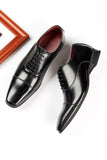 Black Leather Lace-Up Men's Wedding Shoes