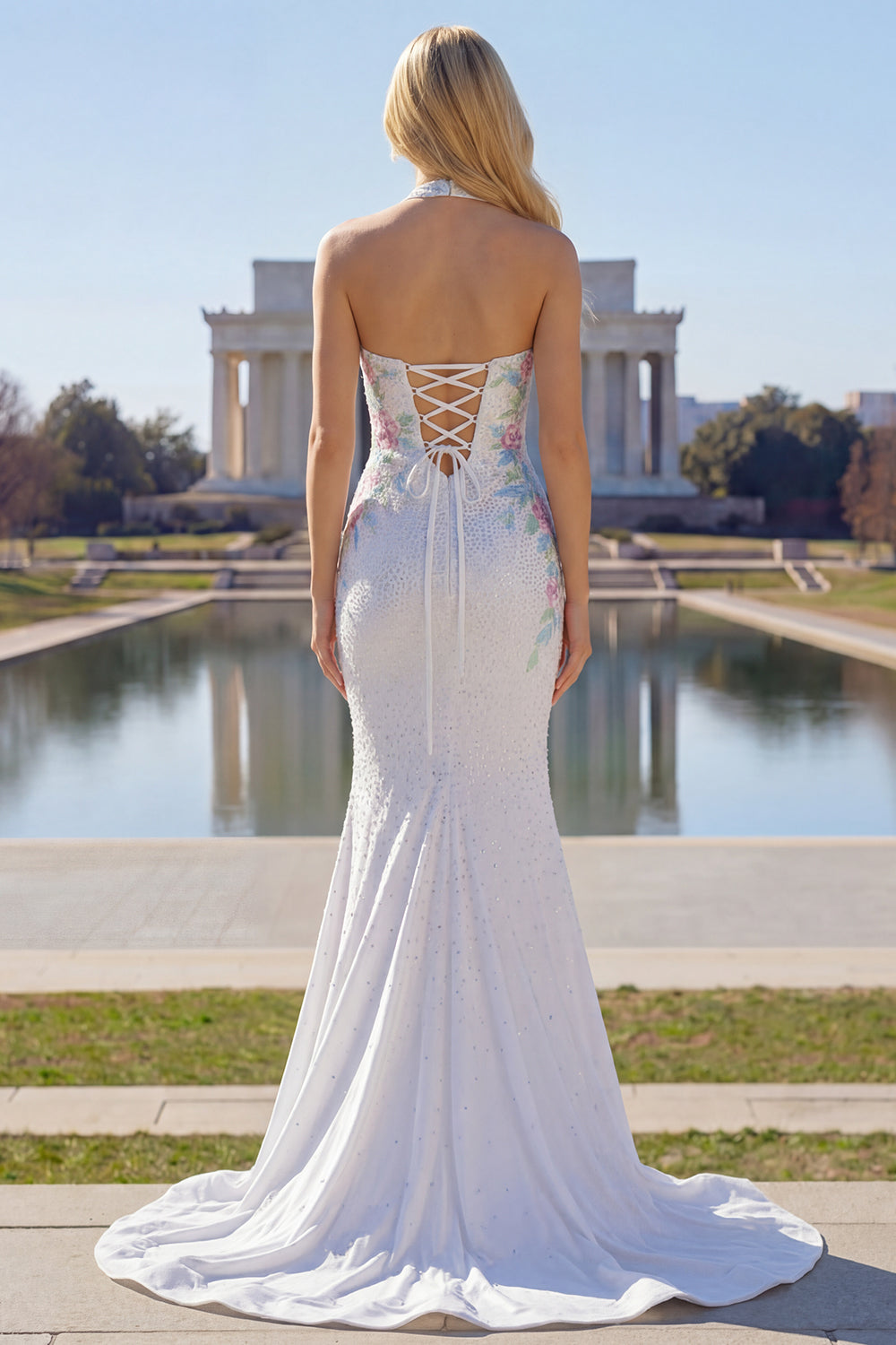 white beaded long prom dress Scala 61316 Long Beaded Sequin Formal Prom Dress - Red - Size 00