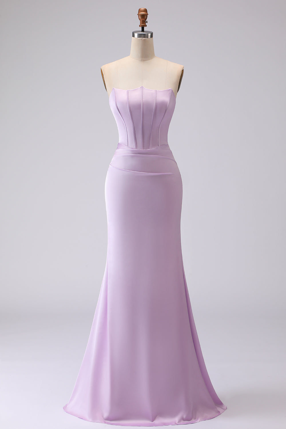 ZAPAKA Women Simple Lilac Bridesmaid Dress Mermaid Strapless Corset Frosted Satin Long Wedding Guest Dress, Frosted Lilac / US20W ZAPAKA Women Simple Lilac Bridesmaid Dress Mermaid Strapless Corset Frosted Satin Long Wedding Guest Dress, Frosted Lilac / US20W
