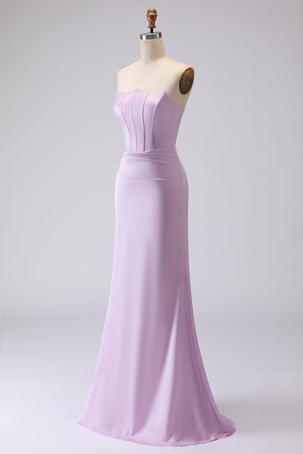 ZAPAKA Women Simple Lilac Bridesmaid Dress Mermaid Strapless Corset Frosted Satin Long Wedding Guest Dress, Frosted Lilac / US20W ZAPAKA Women Simple Lilac Bridesmaid Dress Mermaid Strapless Corset Frosted Satin Long Wedding Guest Dress, Frosted Lilac / US20W