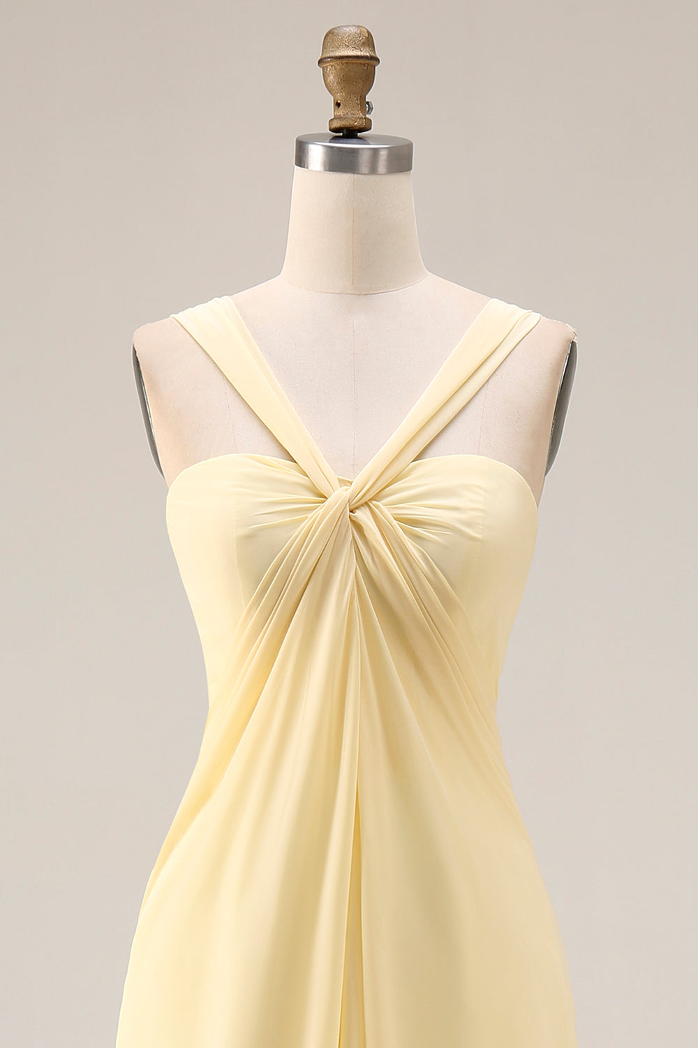 ZAPAKA Women Lemon Sorbet Long Bridesmaid Dress with Slit A Line Chiffon Convertible Wedding Party Dress