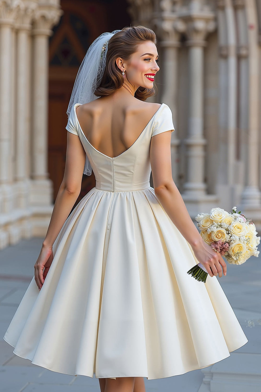 ZAPAKA Women Ivory Corset Short Wedding Dress with Bow Off the Shouder A Line Satin Ruched Engagement Party Dress, Ivory / US16W ZAPAKA Women Ivory Corset Short Wedding Dress with Bow Off the Shouder A Line Satin Ruched Engagement Party Dress, Ivory / US16W