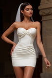 Sweetheart Corset Bodycon Ivory Short Wedding Dress