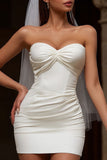 Sweetheart Corset Bodycon Ivory Short Wedding Dress