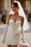 Sweetheart Ivory Bodycon Short Wedding Dress (without Gloves)