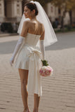 Sweetheart Ivory Bodycon Short Wedding Dress (without Gloves)