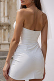 Sweetheart White Bodycon Mini Wedding Dress