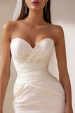 Sweetheart White Bodycon Ruched Mini Wedding Dress