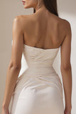 Sweetheart White Bodycon Ruched Mini Wedding Dress