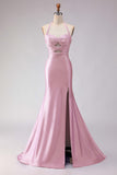Mermaid Lilac Beaded Halter Cut Out Long Prom Dress with Slit