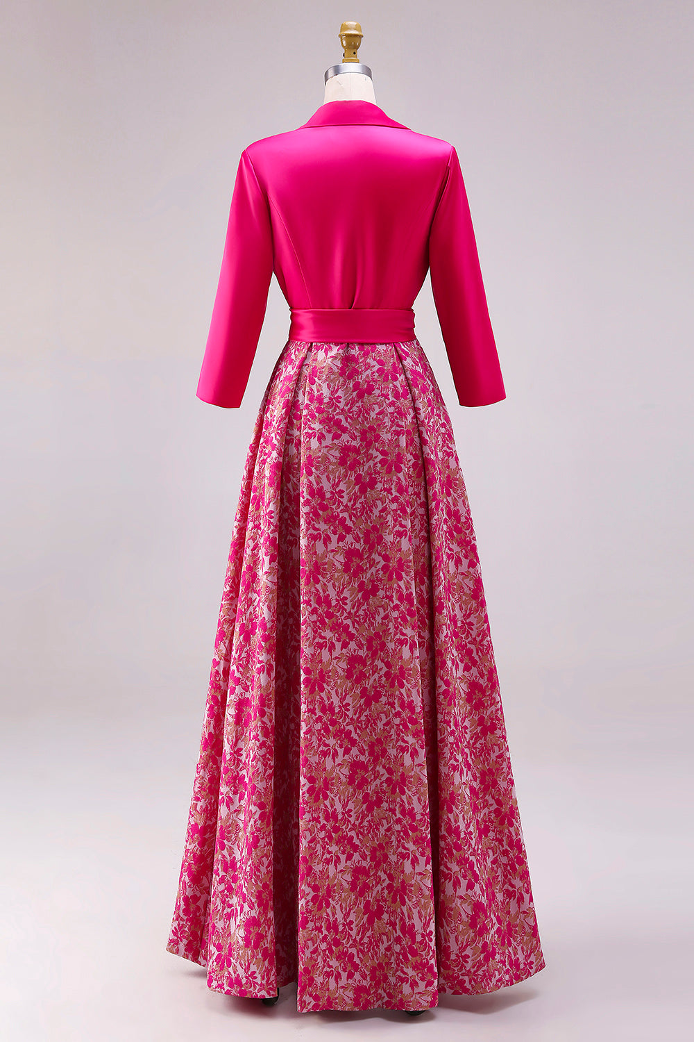 fuchsia long dress with sleeves Sexy Fuchsia High Slit Long Sleeves Prom Dress