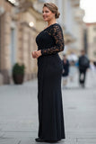 Black One Shoulder Mermaid Plus Size Mother Of The Bride Dress with Lace