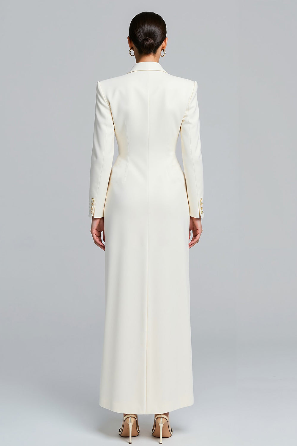 Zapaka Women White Blazer Dress with Slit Peak Lapel Sheath Single-Breasted Long Sleeve Business Outfit, Ivory / M Zapaka Women White Blazer Dress with Slit Peak Lapel Sheath Single-Breasted Long Sleeve Business Outfit, Ivory / M