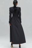 Black Notched Lapel Single-Breasted A Line Blazer Dress