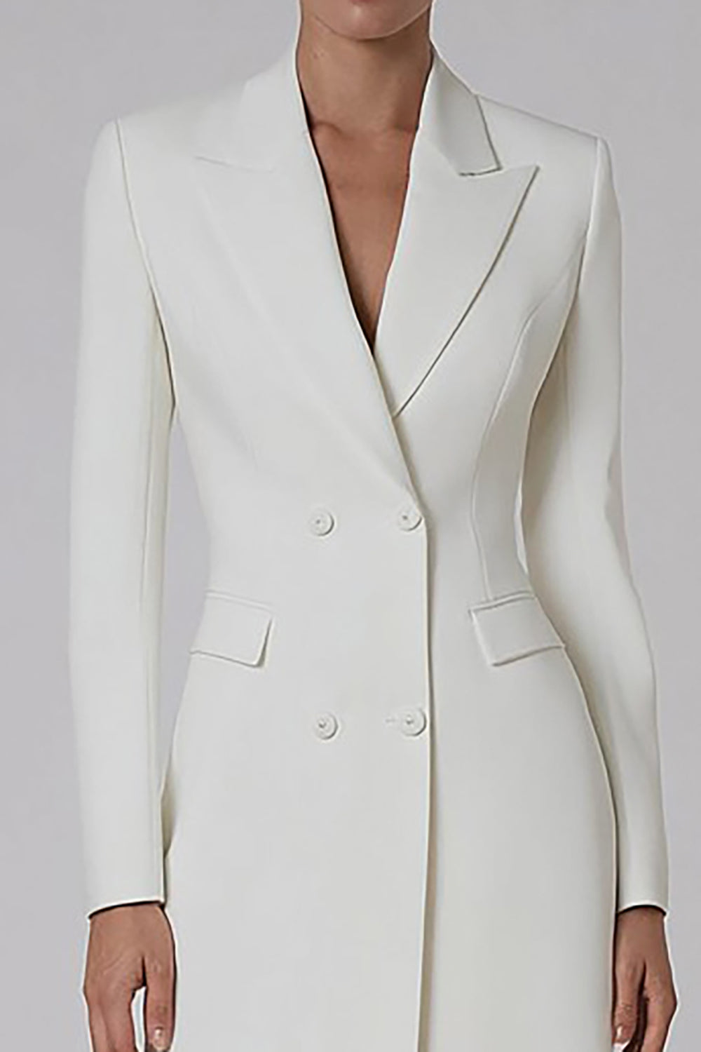 blazer dress ivory Ivory Pearl-Back Blazer Dress
