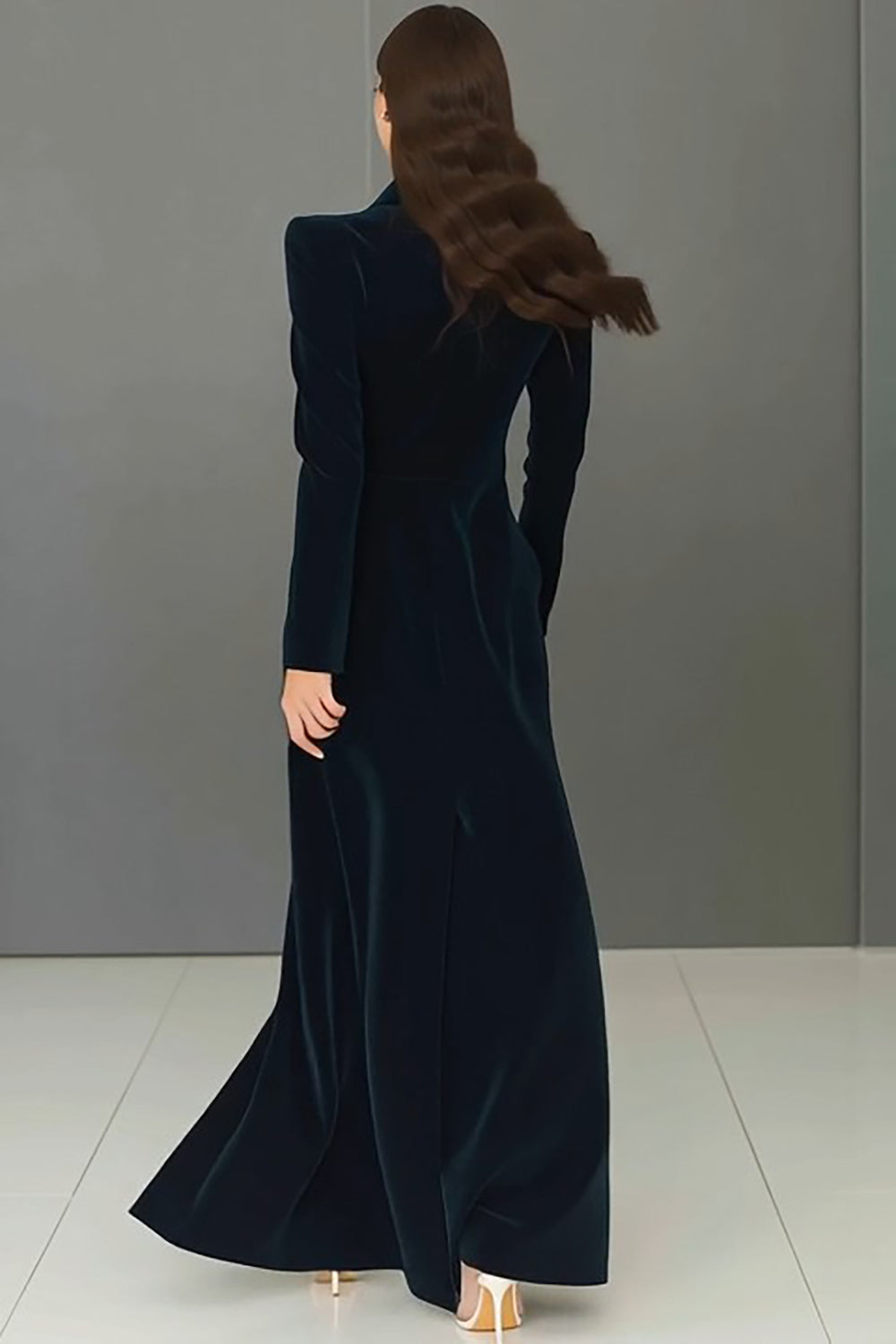 Zapaka Women Navy Blazer Dress with Slit Peak Lapel Single-breasted Business Outfit, Navy / S Zapaka Women Navy Blazer Dress with Slit Peak Lapel Single-breasted Business Outfit, Navy / S