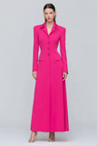 Fuchsia Notched Lapel Single-breasted A Line Blazer Dress