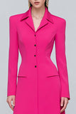 Fuchsia Notched Lapel Single-breasted A Line Blazer Dress
