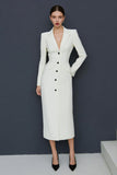 Ivory Notched Lapel Single-breasted Sheath Blazer Dress