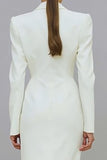 Ivory Notched Lapel Single-breasted Work Dress