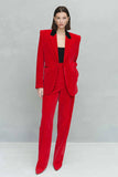 Red 2-piece Peak Lapel Velvet Women Suits