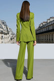 Green 2-piece Peak Lapel Women Suits