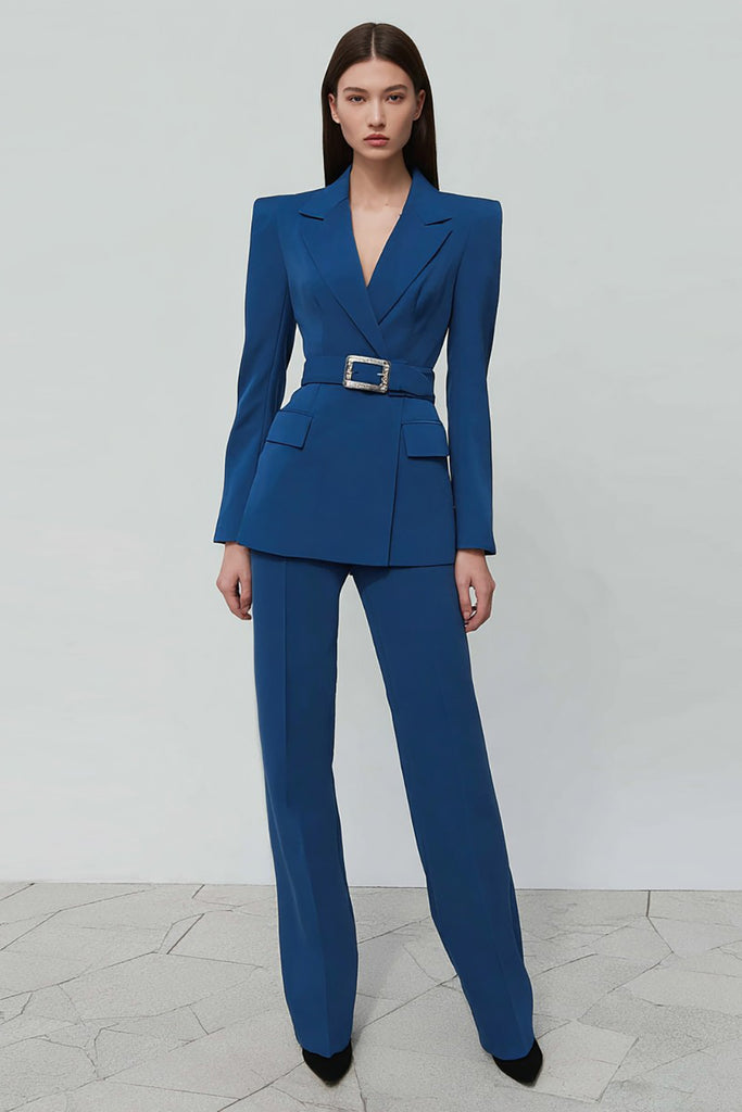 Women's 2 Pieces Notched Lapel Ruched Suits with Bow