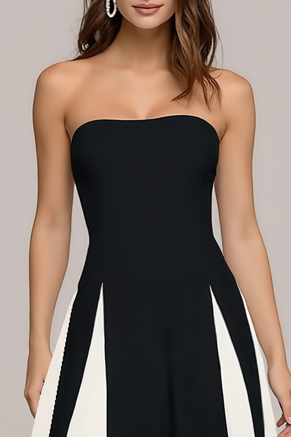 ZAPAKA Women Elegant Black and White Wedding Guest Dress A-Line Strapless Satin Long Formal Dress, Black and White / US16W ZAPAKA Women Elegant Black and White Wedding Guest Dress A-Line Strapless Satin Long Formal Dress, Black and White / US16W