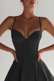 A Line Satin Spaghetti Straps Little Black Dress