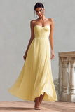 Daffodil Pleated Strapless Corset Long Formal Dress