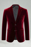 Burgundy Velvet 2 Piece Notched Lapel Men's Prom Suits