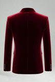 Burgundy Velvet 2 Piece Notched Lapel Men's Prom Suits